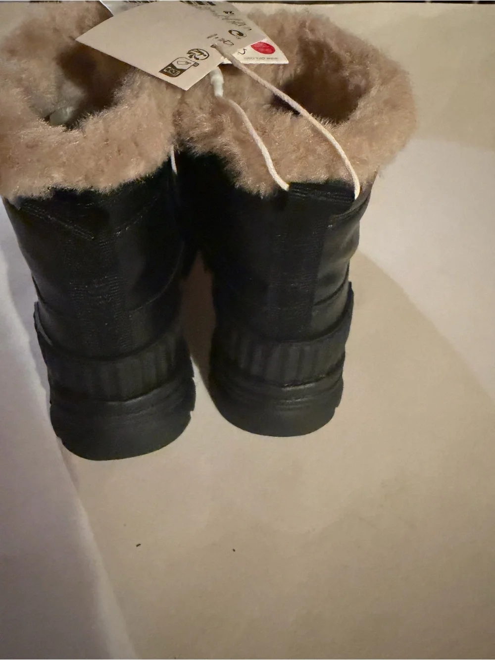 Zara Toddler Size 7.5 Black Winter Boots with Faux-Fur Trim